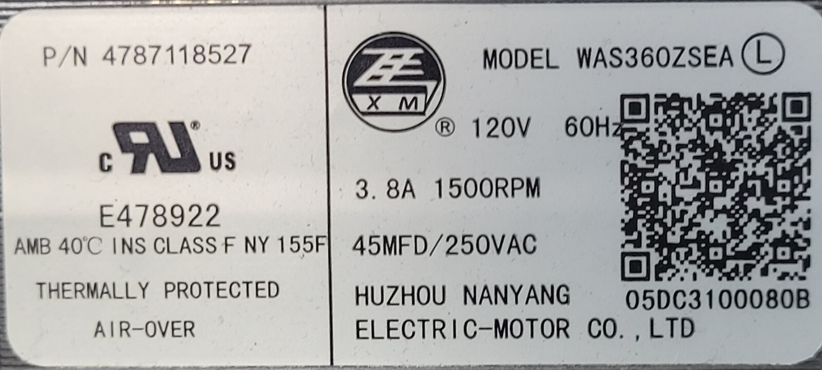 Genuine Washer Samsung Drive Motor Part#4787118527