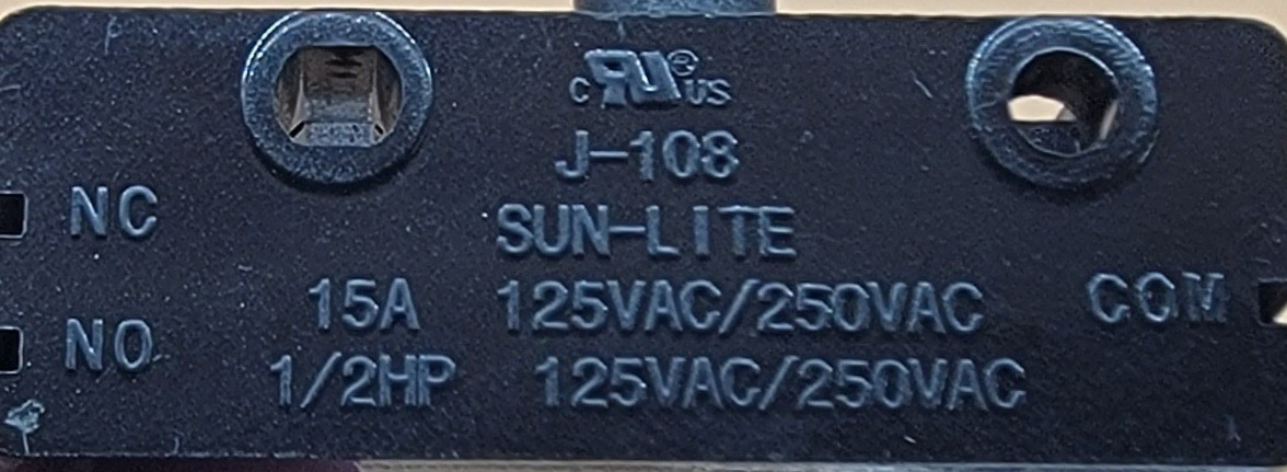 Genuine Washer/Dryer GE Interlock Switch Part#Sun-Lite J-108