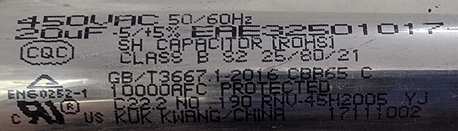 Genuine Refrigerator LG Capacitor Part#EAE32501017