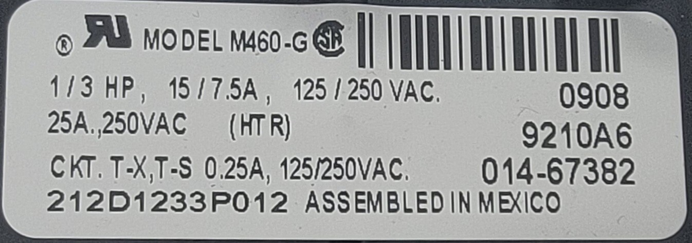 Genuine Dryer GE Timer Part#212D1233P012