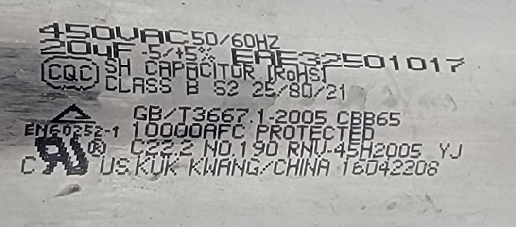Genuine Refrigerator LG Capacitor Part#EAE32501017