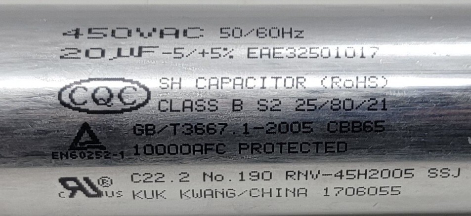 Genuine Refrigerator LG Capacitor Part#EAE32501017