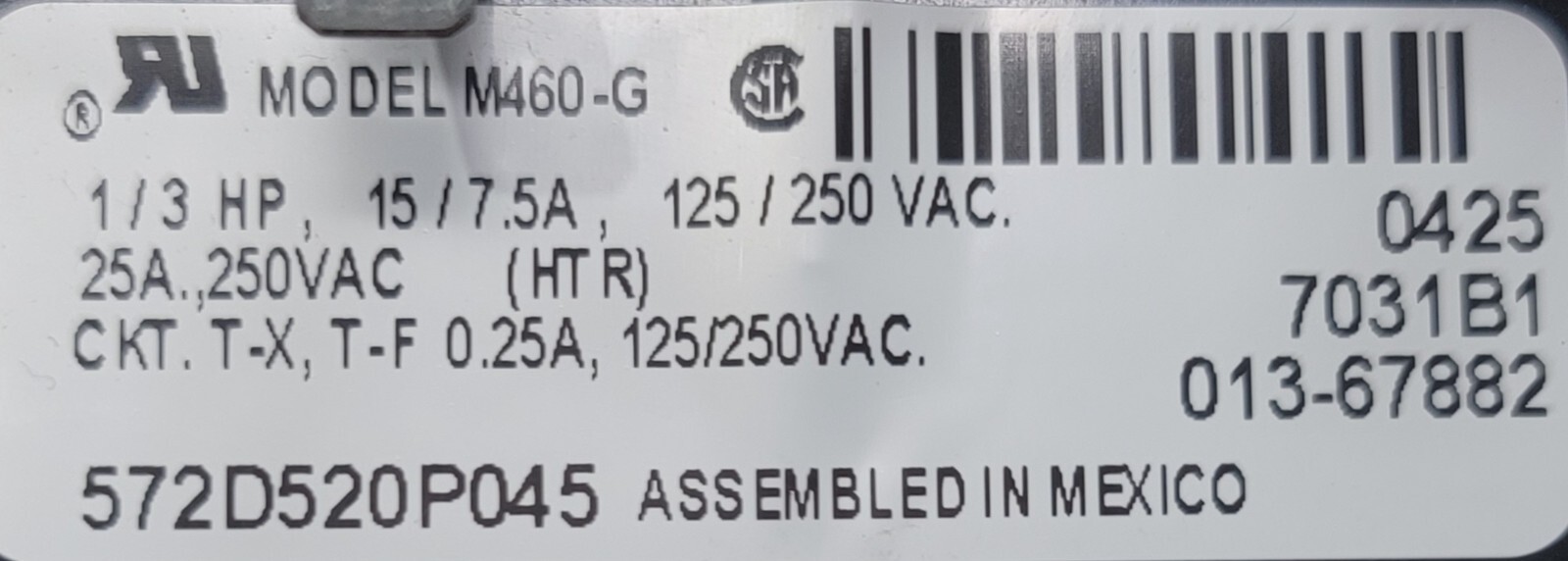 Genuine Dryer GE Timer Part#572D520P045
