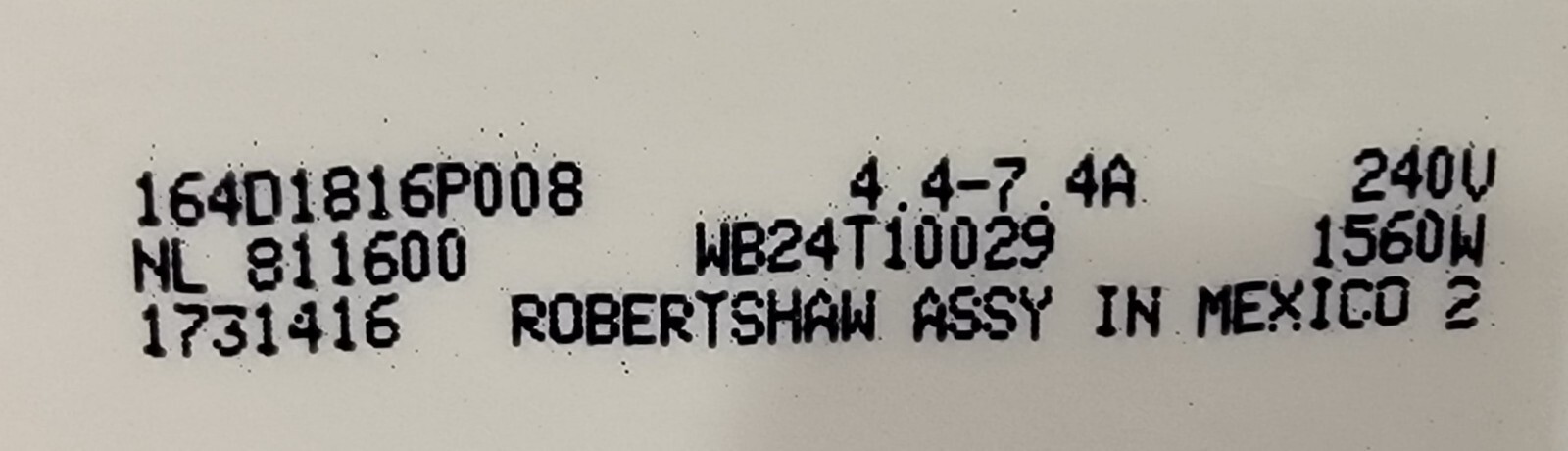 Genuine Oven GE Infinite Switch Part#164D1816P008