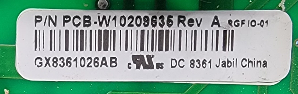 Genuine Refrigerator Whirlpool Control Board Part#W10209635
