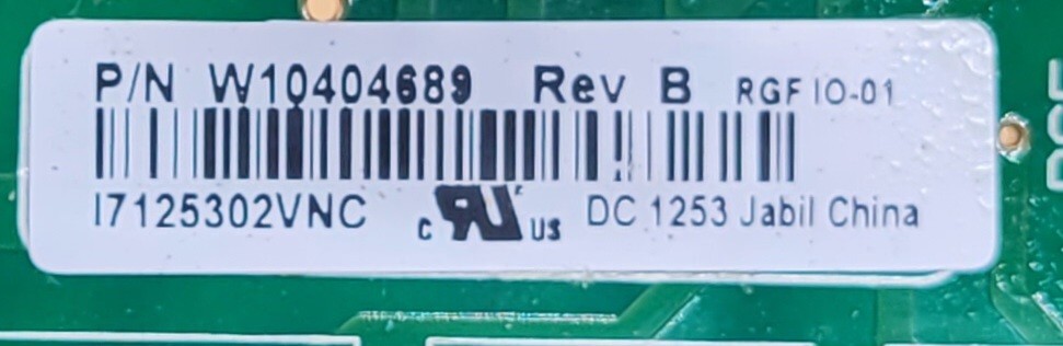 Genuine Refrigerator Kitchen Aid Control Board Part#W10404689