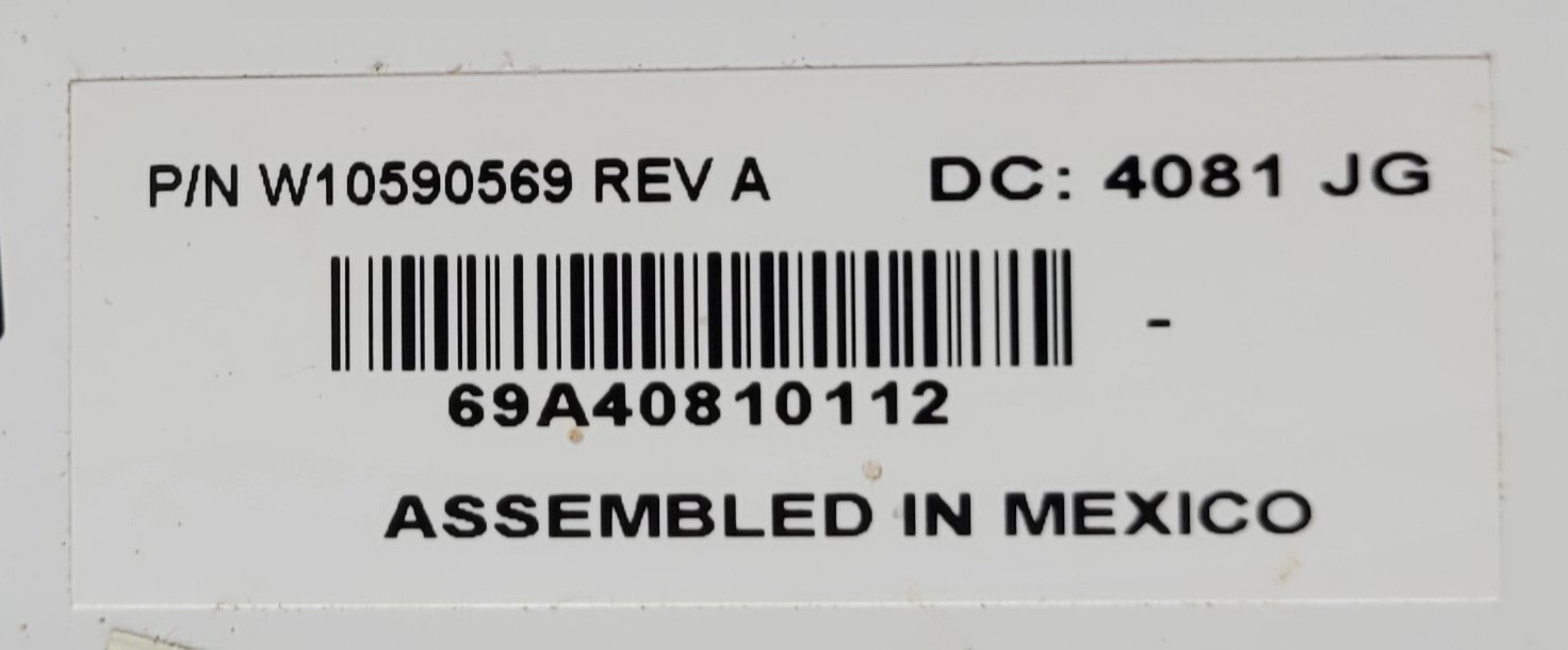 Genuine Refrigerator Whirlpool Dispenser Control Board Part#W10590569