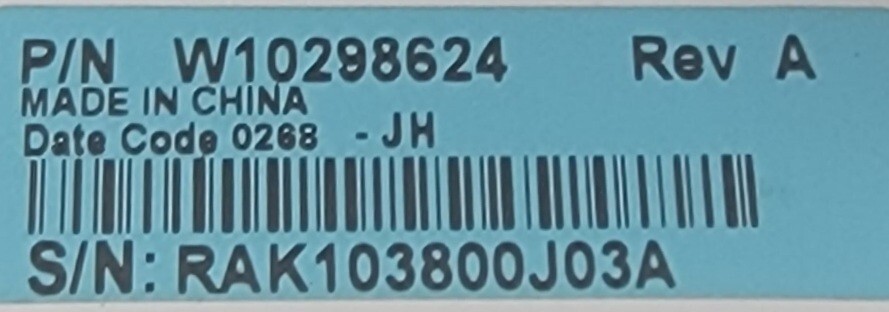 Genuine Washer Whirlpool Control Panel Part#W10298624