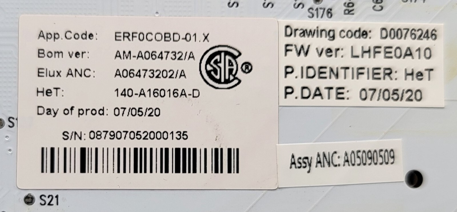 Genuine Refrigerator Frigidaire Control Board Part#5304519200