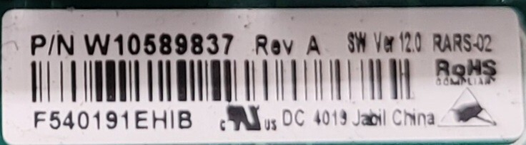 Genuine Refrigerator Whirlpool Control Board Part#W10589837