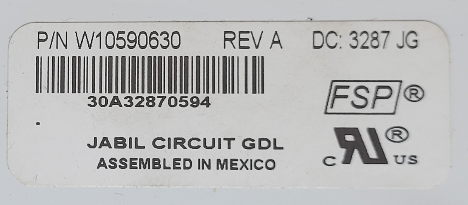 Genuine Refrigerator Kitchen Aid Dispenser Control Board Part#W10590630