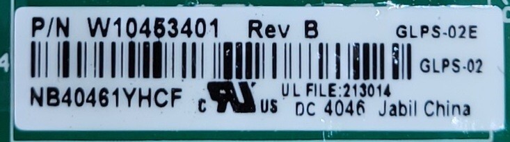Genuine Refrigerator Whirlpool Control Board Part#W10453401