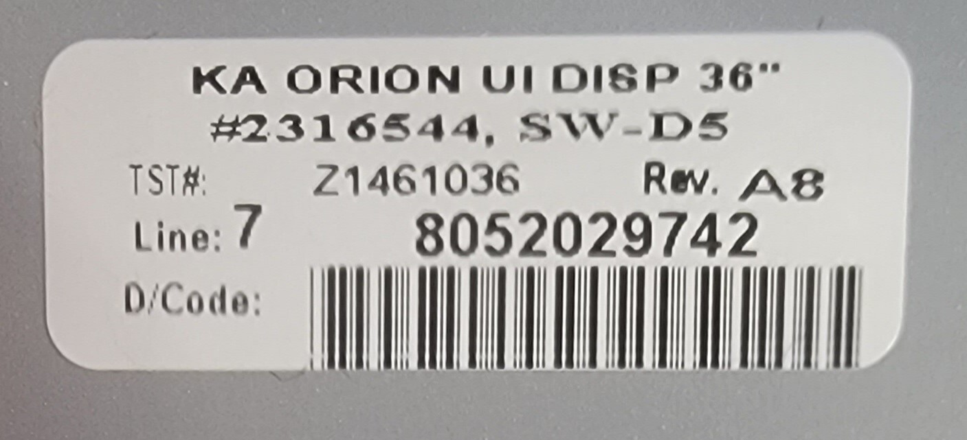 Genuine Refrigerator Kitchen Aid Control Panel Part#2316544