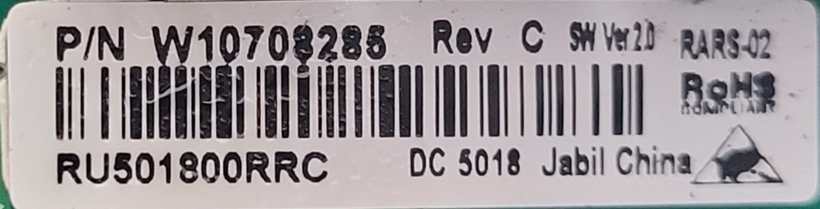 Genuine Refrigerator Whirlpool Circuit Board Part#W10708285
