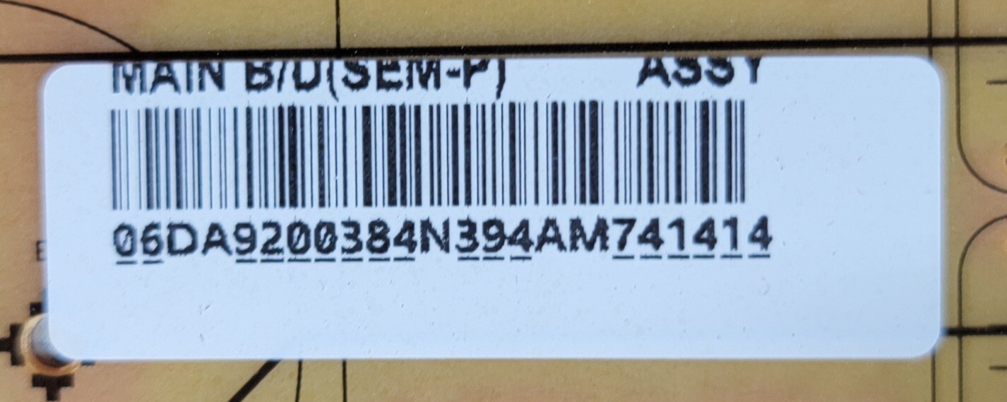 Genuine Refrigerator Samsung Control Board Part#DA92-00384
