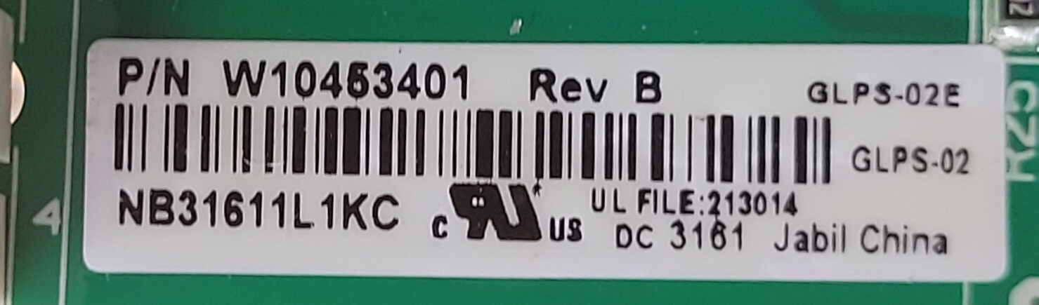 Genuine Refrigerator Kitchen Aid Control Board Part#W10453401