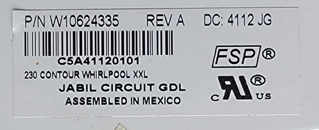 Genuine Refrigerator Whirlpool Control Board Part#W10624335