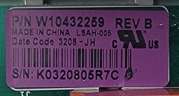 Genuine Dryer Whirlpool Control Board Part#W10432259