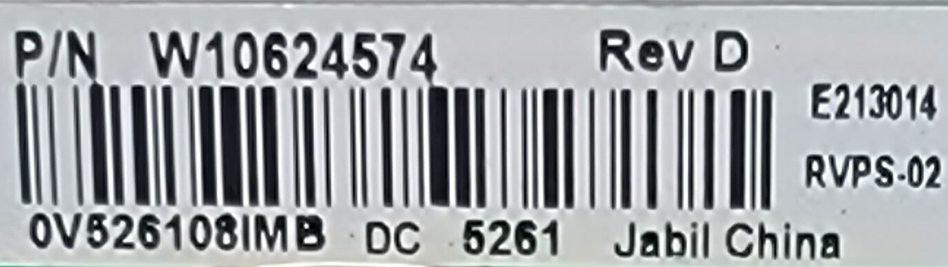Genuine Refrigerator Kitchen Aid Control Board Part#W10624574