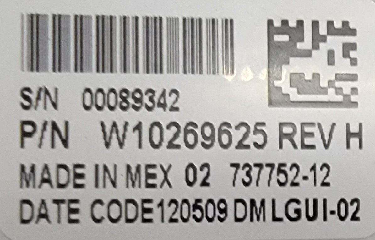 Genuine Dryer Whirlpool Control Board Part#W10269625