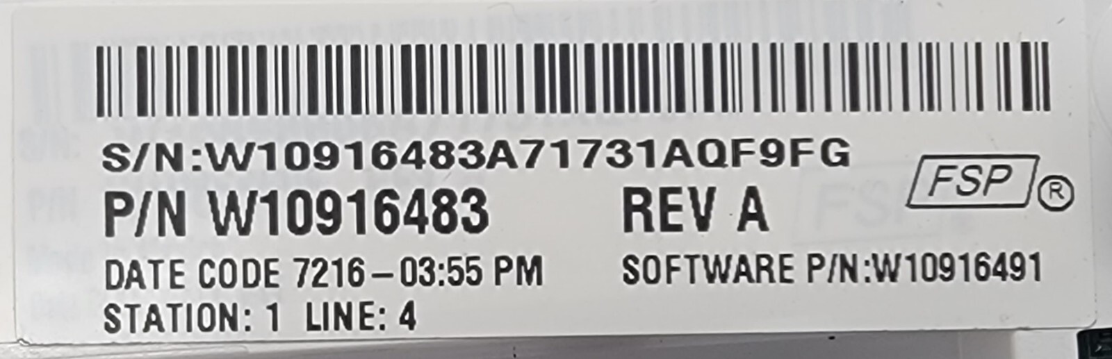 Genuine Washer Maytag Control Board Part#W10916483