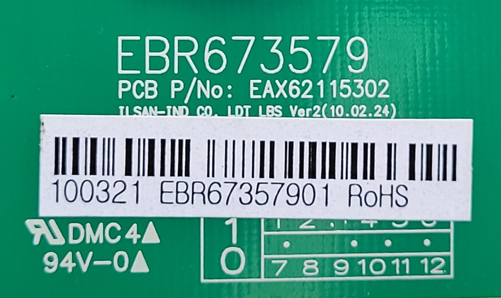 Genuine Refrigerator LG Control Board Part#EBR67357901