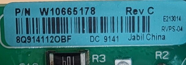 Genuine Refrigerator Whirlpool Control Board Part#W10665178