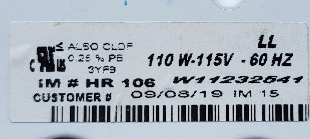 Genuine Refrigerator Whirlpool Ice Maker Part#W11232541