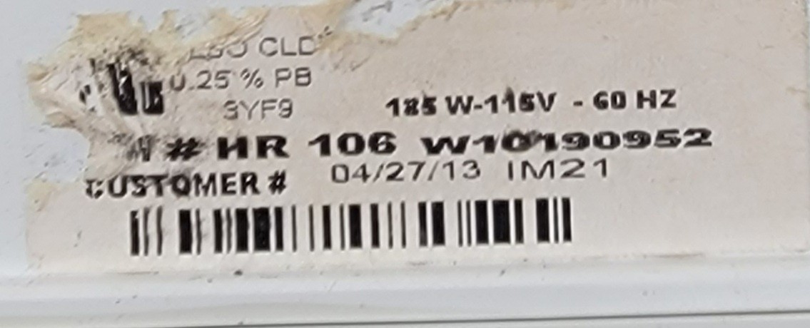 Genuine Refrigerator Whirlpool Ice Maker Part#W10190952