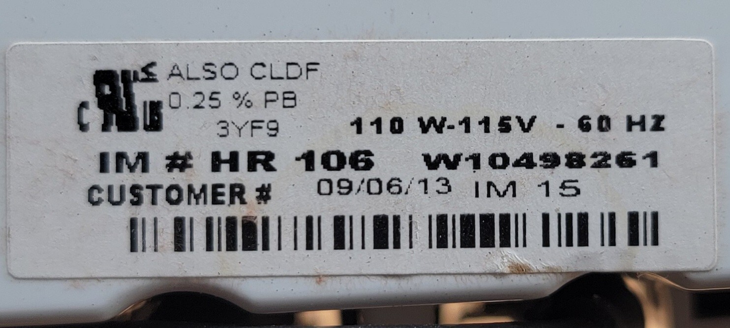 Genuine Refrigerator Whirlpool Ice Maker Part#W10498261
