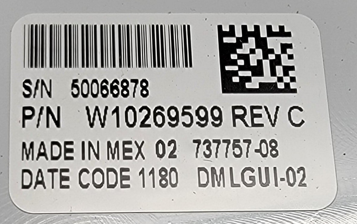 Genuine Washer Whirlpool Control Panel w/Board Part#W10277536 W10269599