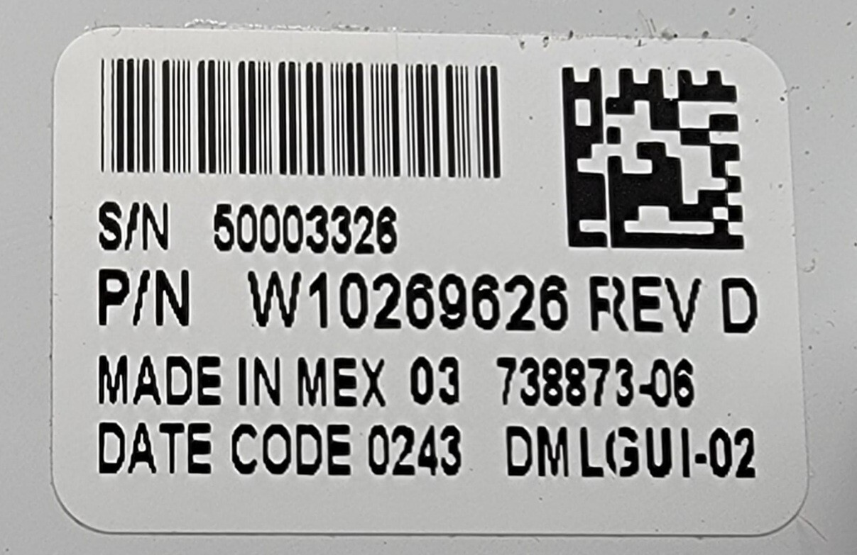 Genuine Dryer Whirlpool Control Panel w/Board Part#W10269626 W10279095