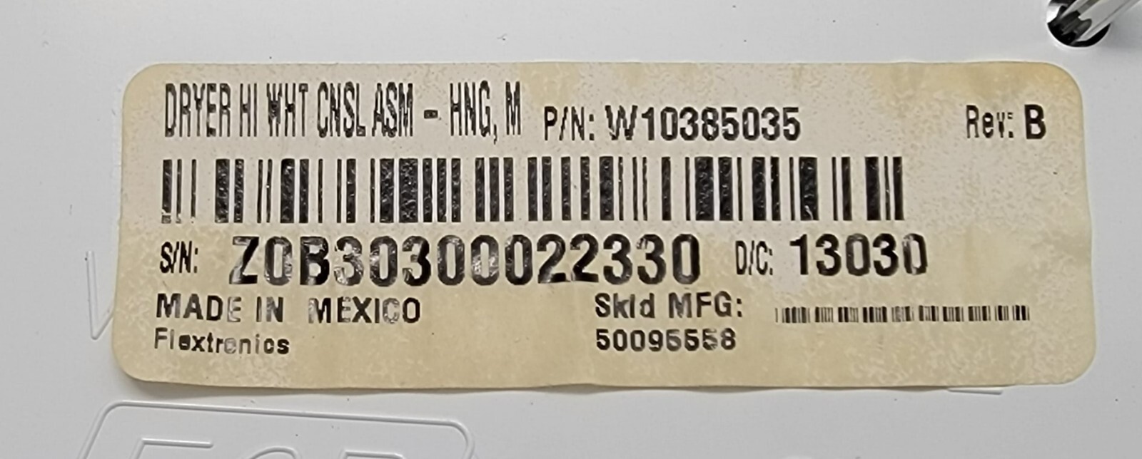Genuine Washer/Dryer Maytag Control Panel w/Board Part#W10385035 W10215800