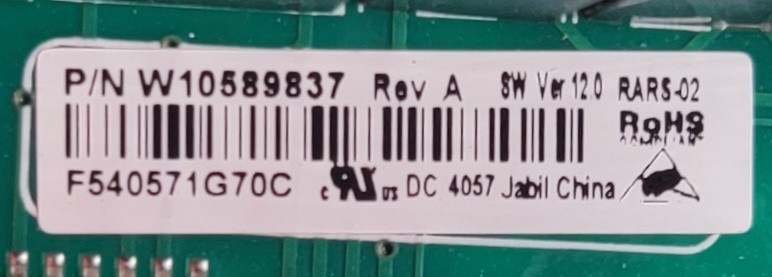 Genuine Refrigerator Whirlpool Control Board Part#W10589837