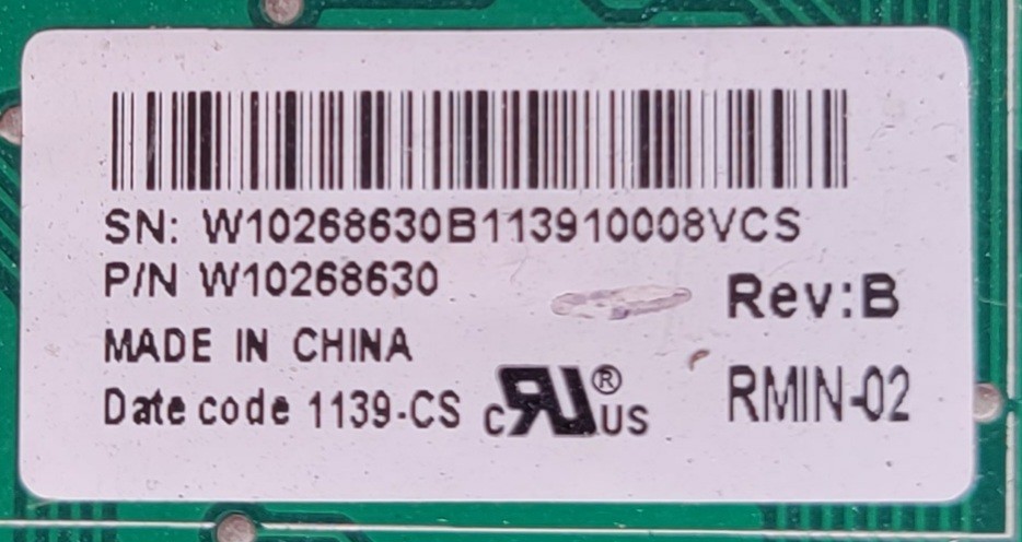 Genuine Refrigerator Whirlpool Control Board Part#W10268630