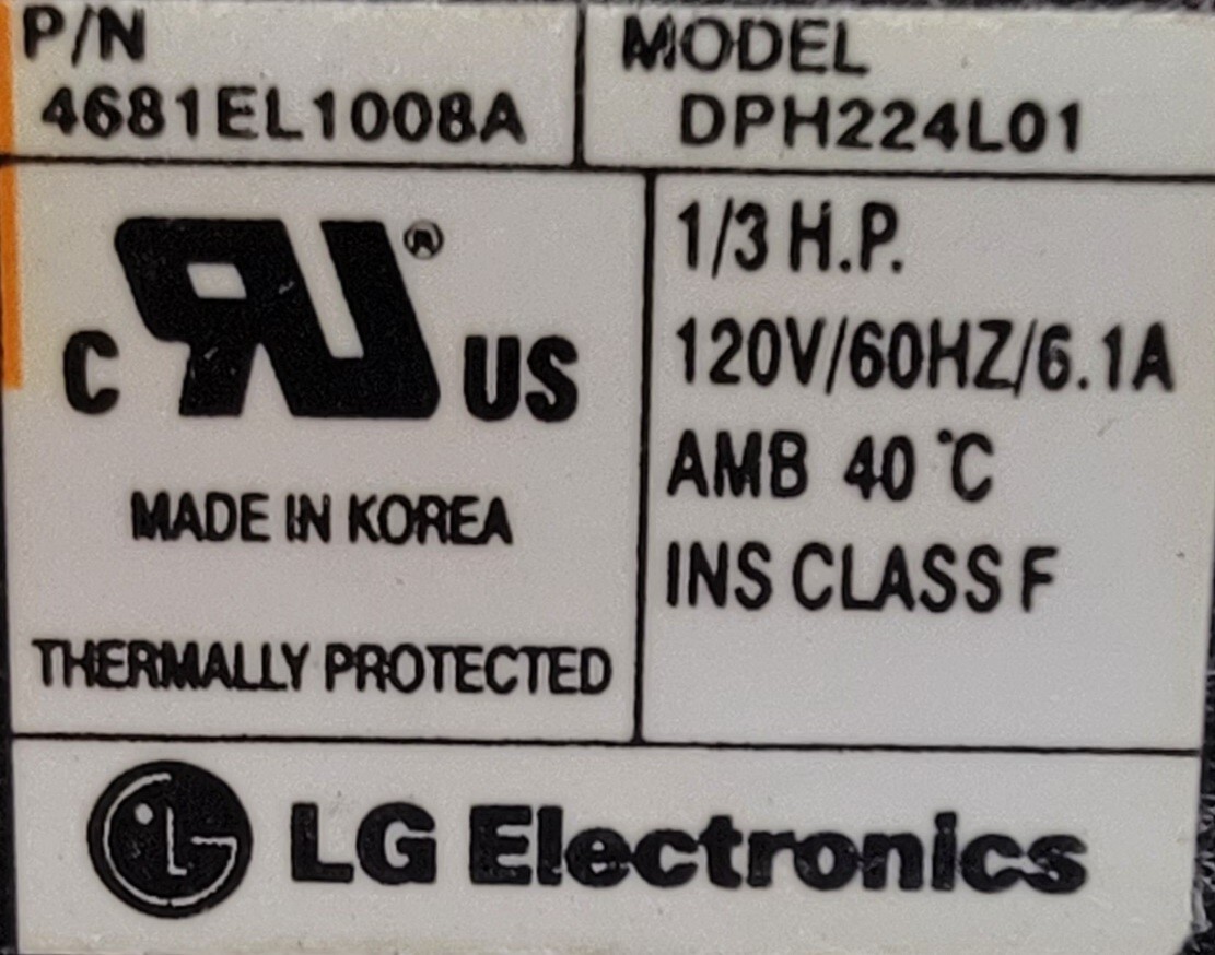 Genuine Dryer LG Motor w/Blower Part#4681EL1008A