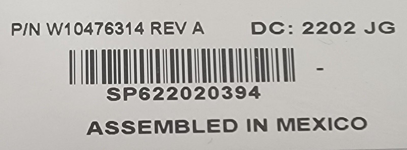 Genuine Refrigerator Whirlpool Control Board Part#W10476314
