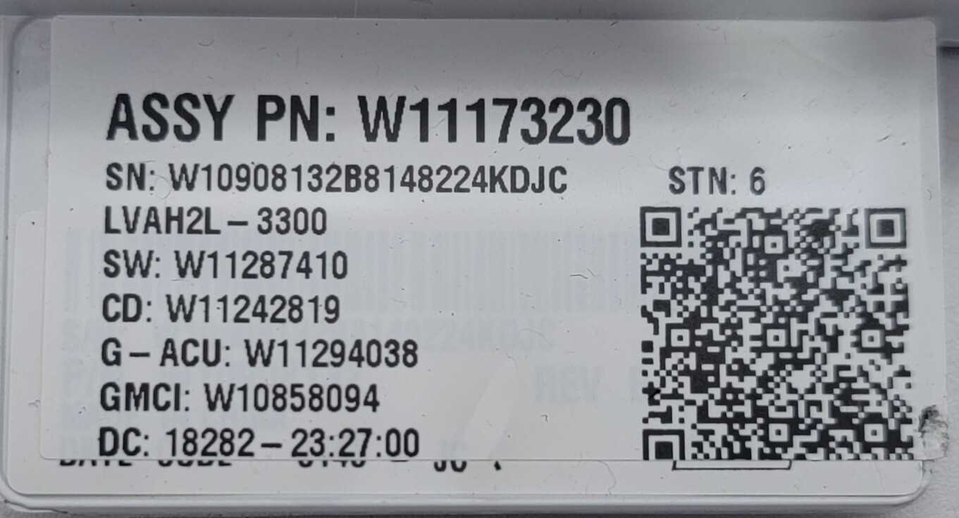 Genuine Washer Whirlpool Control Board Part#W11173230