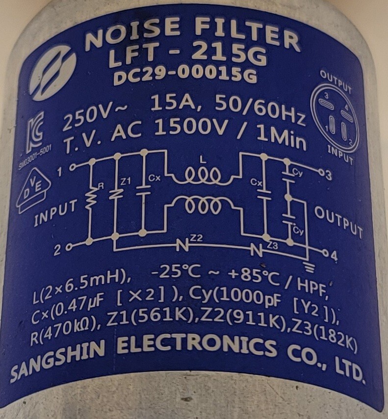 Genuine Washer Samsung Noise Filter Part#DC29-00015G
