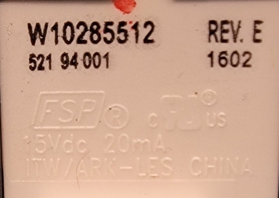 Genuine Washer Whirlpool Selector Switch Part#W10285512