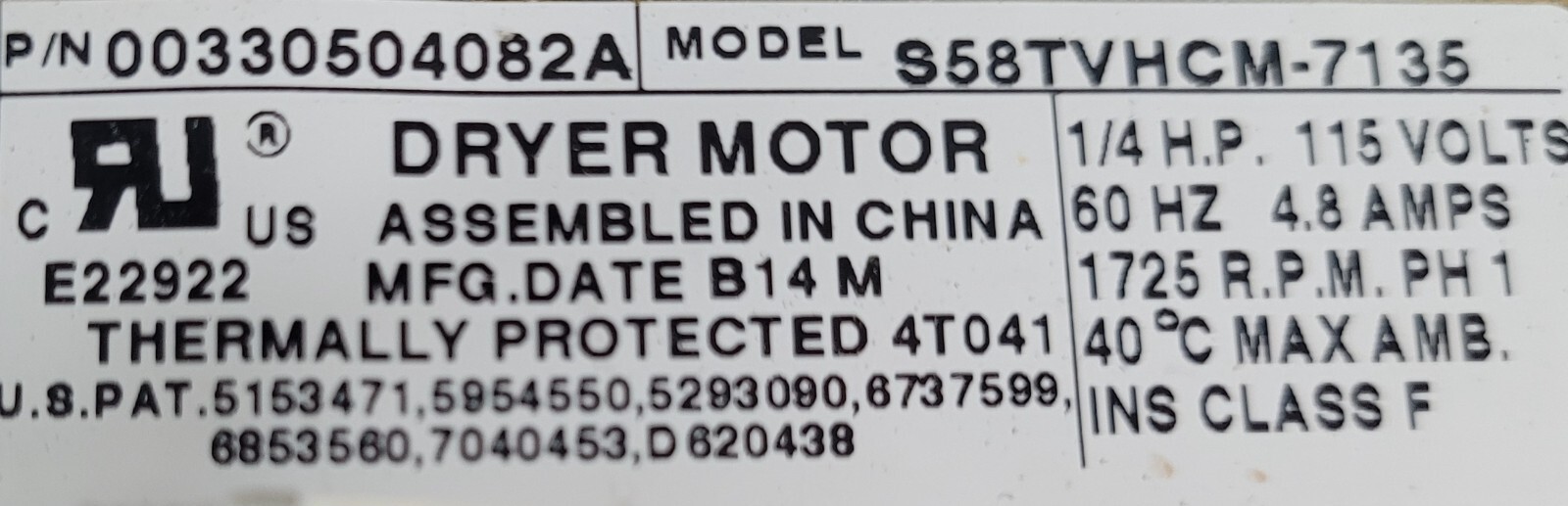 Genuine Dryer Haier Motor w/Blower Part#00330504082A