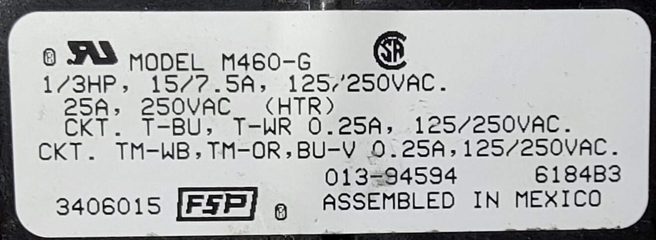 Genuine Dryer Kenmore Timer Part#3406015