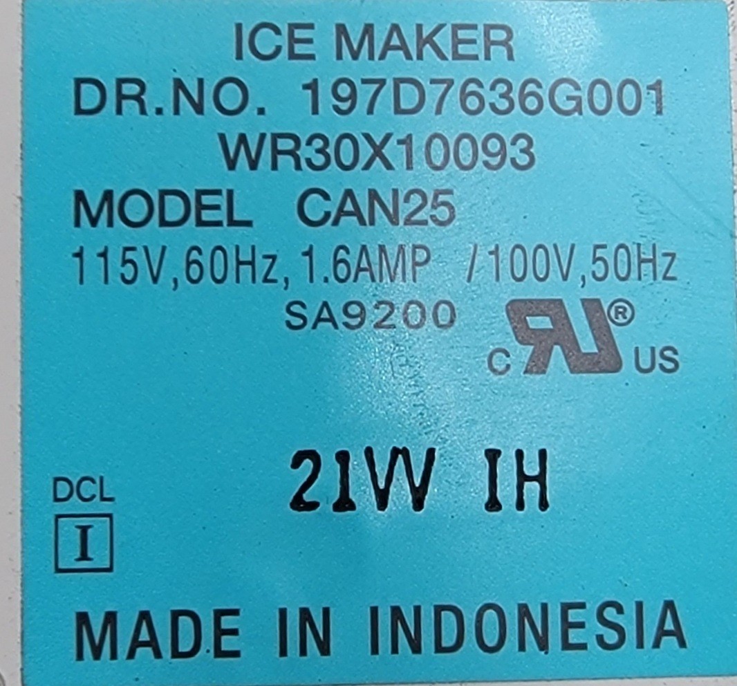 Genuine Refrigerator GE Ice Maker Part#197D7636G001