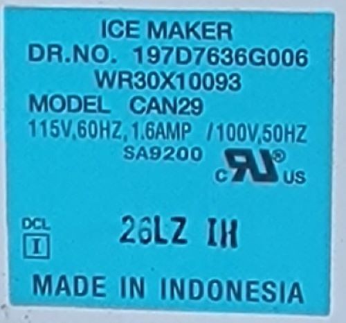Genuine Refrigerator GE Ice Maker Part#197D7636G006