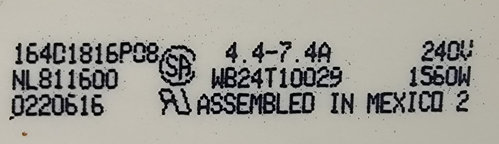 Genuine Oven GE Infinite Switch Part#164D1816P08
